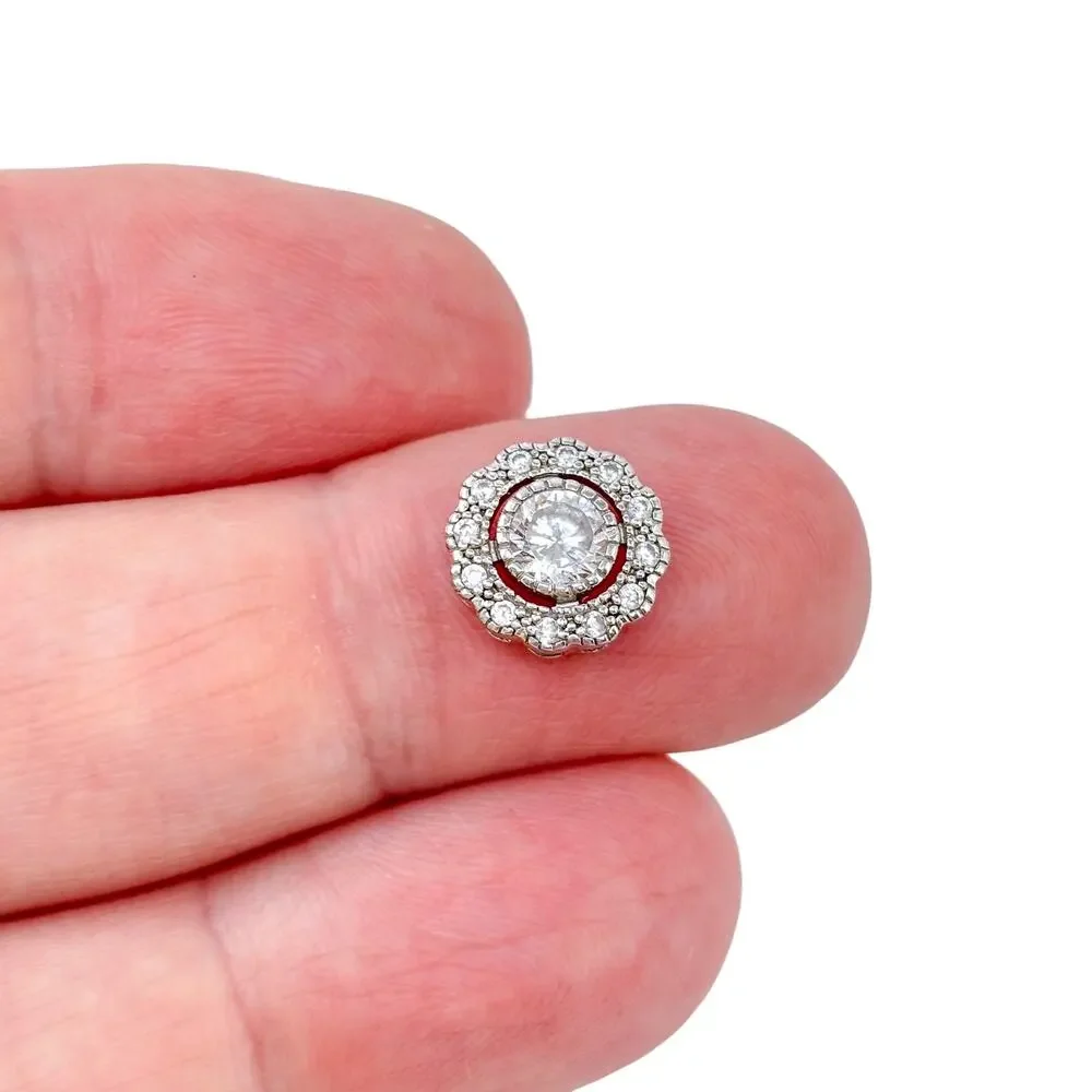 Vintage Sterling Silver 925 Cubic Zirconia Halo Pendant